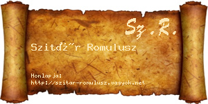 Szitár Romulusz névjegykártya